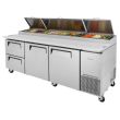 Turbo Air TPR-93SD-D2-N, 2 Solid Doors 2 Drawers Pizza Prep Table