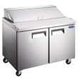 Admiral Craft USSLM-2D, 48-inch 2 Solid Doors Refrigerated Mega Top Salad/Sandwich Prep Table