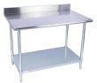 KCS WG-2424-B, 24x24-Inch Stainless Steel Work Table with Backsplash and Galvanized Undershelf