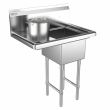 Prepline XS1C-1416-L, 28.5-inch 1-Compartment Commercial Sink with Left Drainboard, 14x16-inch Bowls