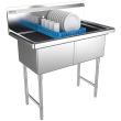 Prepline XS2C-1818, 42-inch 2-Compartment Commercial Sink, 18x18-inch Bowls