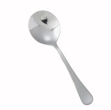 Winco 0082-04, Windsor Medium Weight Bouillon Spoon, 18/0 Stainless Steel, Vibro Finish, Clear View 24/Pack