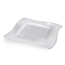 Fineline Settings 109-CL, 9.5-inch Wavetrends Clear Polystyrene Square Dinner Plate, 120/CS