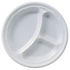 Dart 10CPWF 10.25-Inch Famous Service Round White Impact Plastic 3-Compartments Plate, 500/CS