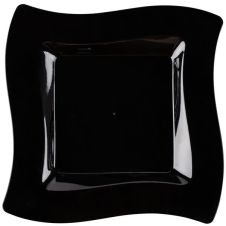 Fineline Settings 110-BK, 10.75-Inch Wavetrends Black Plastic Dinner Plates, 120/CS