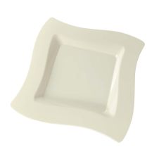 Fineline Settings 110-BO, 10.75-inch Wavetrends Bone Polystyrene Square Dinner Plate, 120/CS
