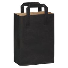 PacknWood 210CABABYN, 6.95x3.5x8.9-Inch Black Paper Bag with Handles, 500/CS