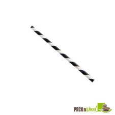 PacknWood 210CHP14BLACK, 8.3x0.2-inch Black Striped Wax Coated Paper Straws, 500/CS