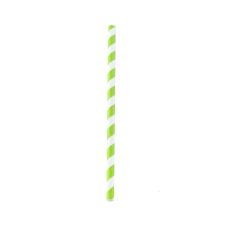 PacknWood 210CHP8LGT, 7.75-Inch Lime Green & White Striped Smoothie Paper Straws - Unwrapped, 3000/CS