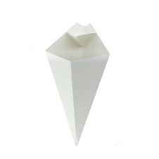 PacknWood 210CONFR2WH, 8 Oz White Paper Cones with Built-in Dipping Sauce Compartment, 500/CS