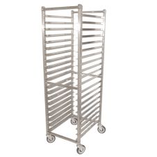 Omcan 23834, 20 Pans Stainless Steel Square Flat Top Pan Rack with 3-inch Spacing