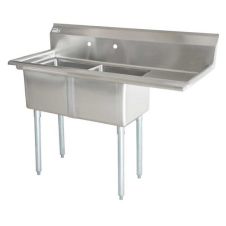 Omcan 25251, 18x18x11-inch 2-Compartment Stainless Steel Sink with Right Drain Board
