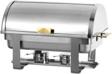 8-Quart Roll Top Chafing Dish with Gold Accent
