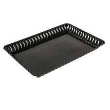 Fineline Settings 294-BK, 9x13-inch Flairware Polystyrene Black Serving Tray, Bulk, 48/CS