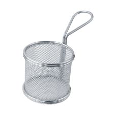 PacknWood 294PANR9, 9 Oz Small Round Stainless Steel Fryer Basket, 6/PK
