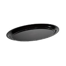 Fineline Settings 484, 14x21-Inch Platter Pleasers Black Plastic Oval Trays, 20/CS