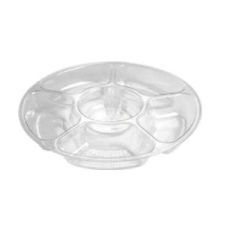 Fineline Settings D12050.CL-X, 12-Inch 6-Compartment Platter Pleasers Clear Plastic Round Tray, EA