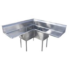 Blue Air 3C18-12L-2D, 18x18-inch 3-Compartment Stainless Steel Corner Sink