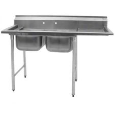 Eagle Group 414-24-2-24R, Stainless Steel Commercial Compartment Sink with Two 24-Inch Bowls and Right Side Drainboard, NSF