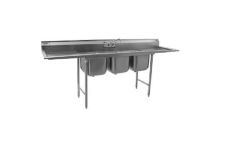 Eagle Group 414-24-3-24, Stainless Steel Commercial Compartment Sink with Three 24-Inch Bowls and Two 24-Inch Drainboards, NSF