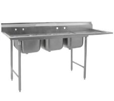 Eagle Group 414-24-3-24R, Stainless Steel Commercial Compartment Sink with Three 24-Inch Bowls and Right Side 24-Inch Drainboard, NSF