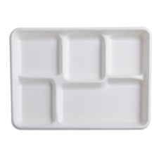 Fineline Settings 42RCT128S5, 12.7x8.7-inch 5-Compartment Conserveware Bagasse Rectangular Tray, 250/CS