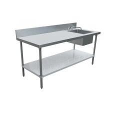 Omcan 43238, 30x60-inch Stainless Steel Work Table with Right Sink and 6-inch Backsplash