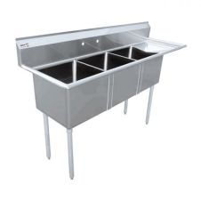 Omcan 43777, 18x21x14-inch 3-Compartment Stainless Steel Sink with Right Drain Board