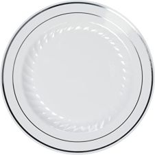 Fineline Settings 507-WH, 7.5-inch Silver Splendor White Plate with Golden Rim, 150/CS