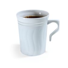 Fineline Settings 508-WH, 8 Oz Silver Splendor White Coffee Mug with Golden Rim, 120/CS