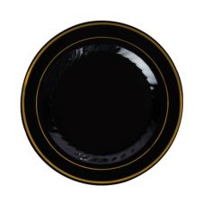 Fineline Settings 510-BKG, 10.25-inch Silver Splendor Black Plate with Golden Rim, 120/CS