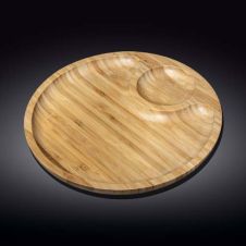 Wilmax WL-771044/A 12-Inch Round 2-Section Food Serving Bamboo Platter, 24/CS