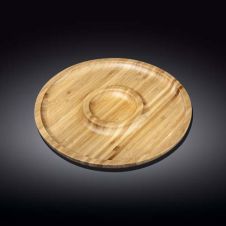 Wilmax WL-771046/A 8-Inch Round 2-Section Food Serving Bamboo Platter, 48/CS