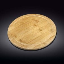 Wilmax WL-771091/A 13-Inch Round Bamboo Serving Board, 12/CS