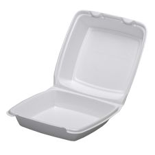 SafePro FC881, 8x8x3-Inch Performer White Single Compartment Foam Container with a Removable Hinged Lid, 200/CS