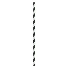 PacknWood 8NPCHP19BLK1, 7.75-inch Unwrapped Black & White Striped Paper Straws, 300/CS