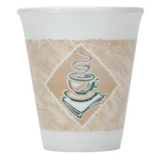 Dart 8X8G, 8 Oz Cafe G Green Accents Stock Printed Foam Cup, 1000/Cs