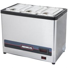Nemco 9020-3, 3-Compartment Countertop Cold Condiment Chiller with Pans and Lids, 120V