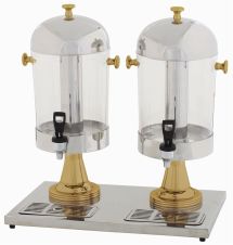 Winco 906, 7.5-Quart Double Juice Dispensers with Gold Legs