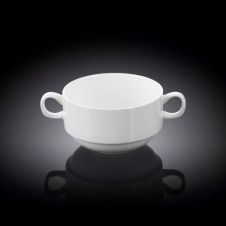 Wilmax WL-991025/A 10 Oz Stella White Porcelain Soup Cup with Handles, 48/CS