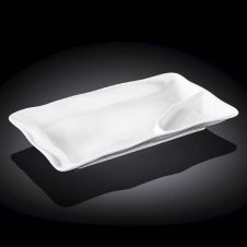 Wilmax WL-992590/A 10x5.5-Inch White Porcelain Divided Dish, 24/CS