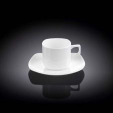 Wilmax WL-993041/AB 3 Oz Ilona White Porcelain Coffee Cup with Saucer, 48/CS