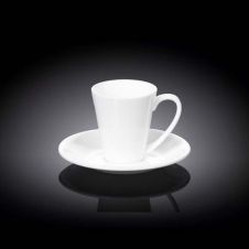 Wilmax WL-993054/AB 4 Oz White Porcelain Coffee Cup with Saucer, 48/CS
