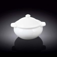Wilmax WL-997015/1C 21 Oz White Porcelain Baking Pot with Lid in Color Box, 24/CS