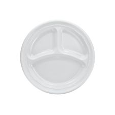Dart 9CPWF 9-Inch Famous Service Round White Impact Plastic 3-Compartments Plate, 500/CS