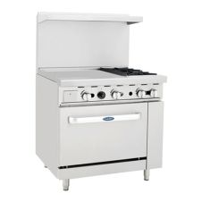Atosa CookRite AGR-2B24GL, 36-Inch 2 Burner Heavy Duty Gas Range with 24-Inch Left Griddle and Single Oven