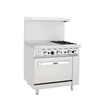 Atosa CookRite ATO-24G2B, 36-Inch 2 Burner Heavy Duty Gas Range with 24-Inch Left Griddle and Single Oven