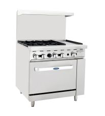Atosa CookRite ATO-4B12G, 36-Inch 4 Burner Heavy Duty Gas Range with 12-Inch Right Griddle and Single Oven