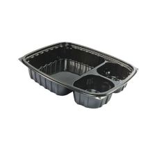 Dart B30DE3 9x7x2-Inch ClearPac Black Rectangular OPS 3-Compartment Oblong Container, 252/CS. (Lids are sold separately)