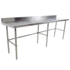 L&J B5SG14120-RCB 14x120-inch Stainless Steel Work Table with Backsplash and Cross-Bar